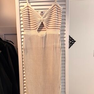 Chic Cream Knit Midi Dress